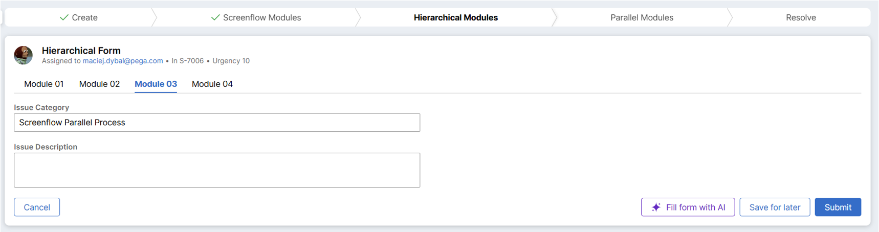 Hierarchical Form runtime