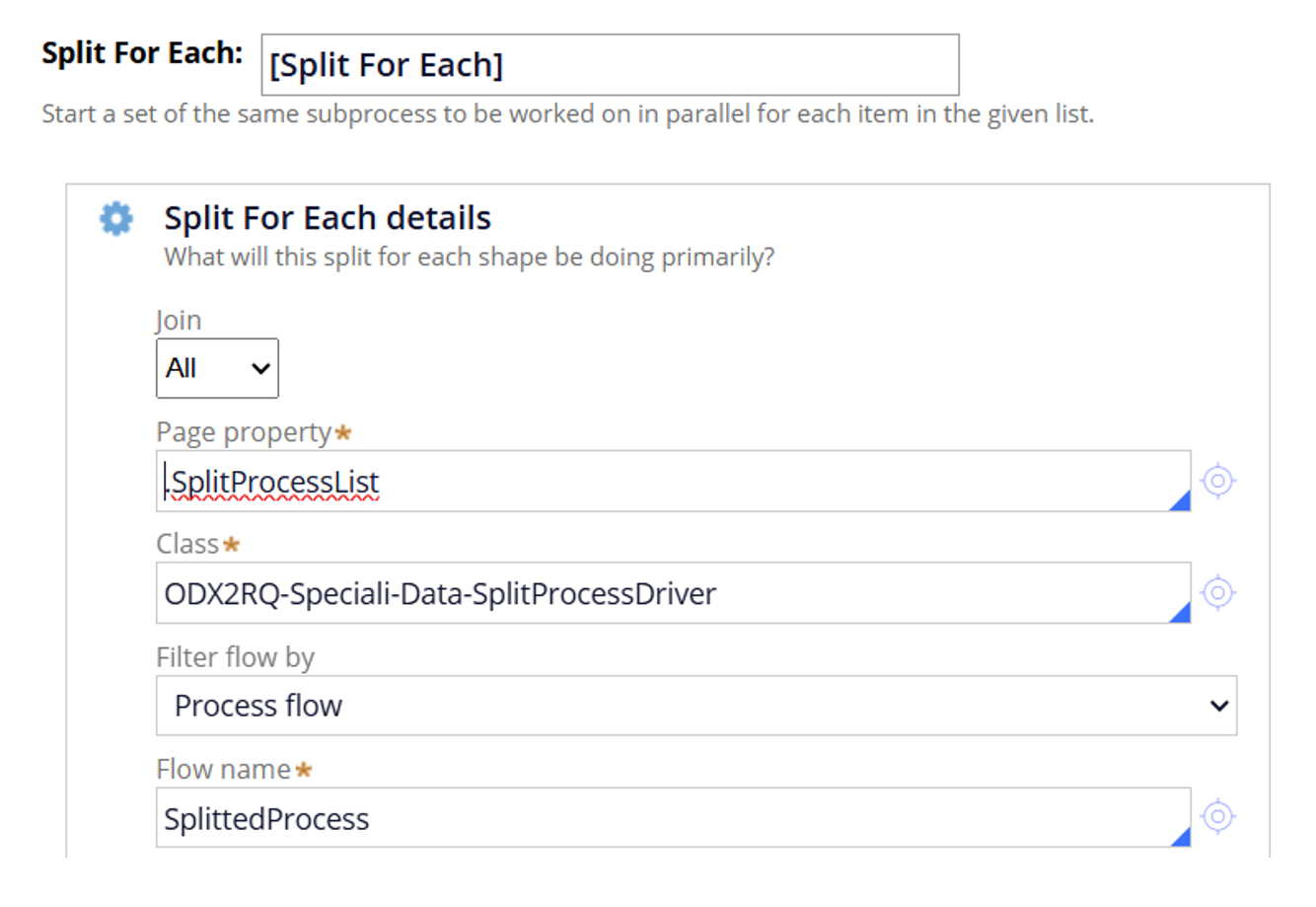 Split-for-each configuration