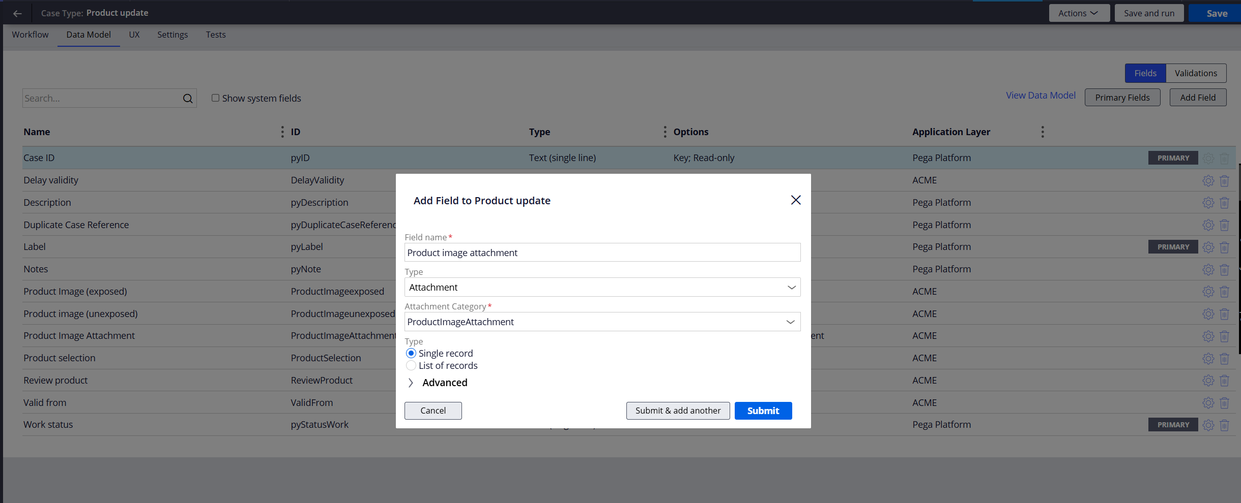 Create attachment field
