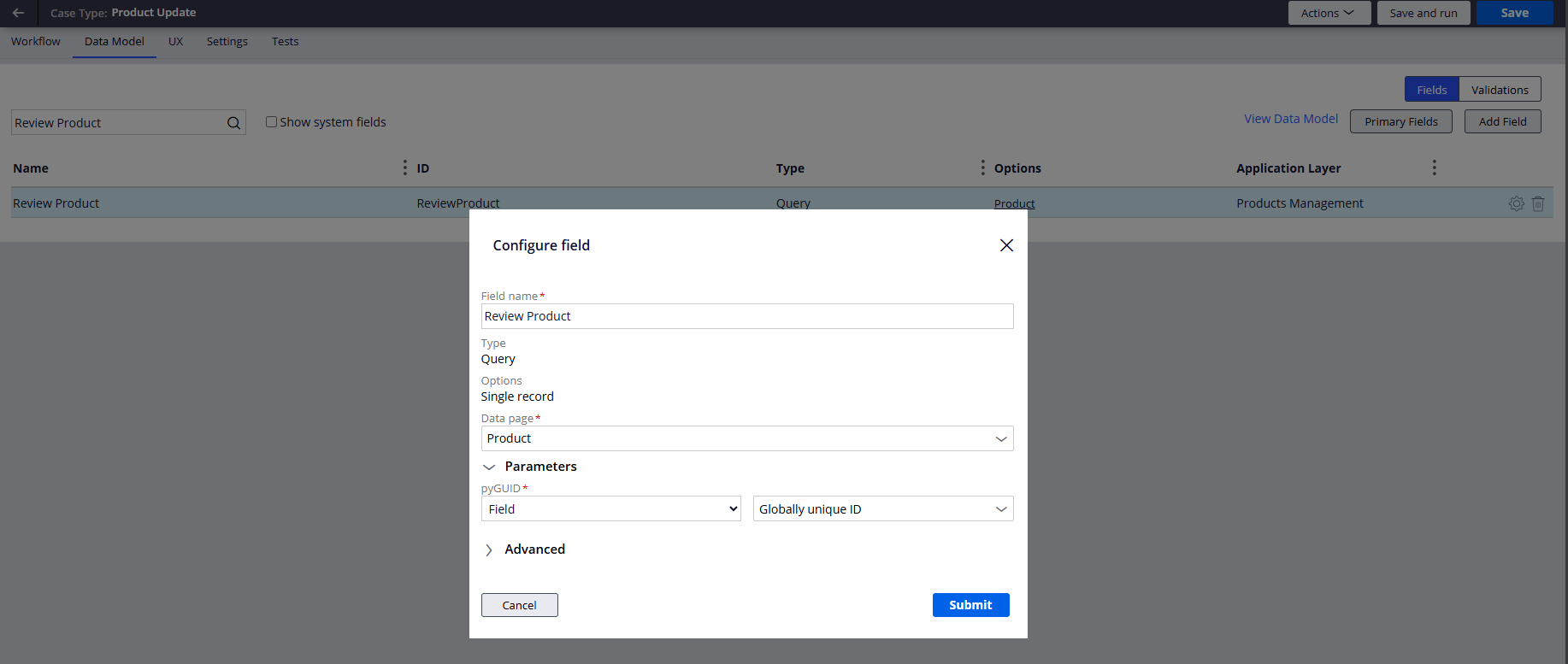 Review Product field