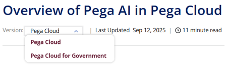 Pega Cloud and Pega Cloud for Government documentation options