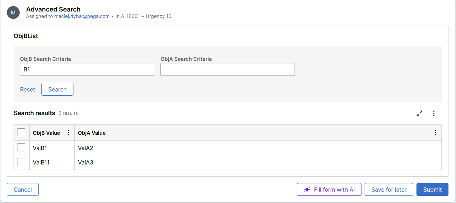 Advanced Search results