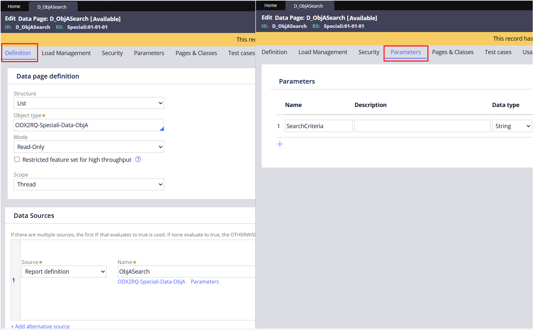 Searchable Data Page Setup