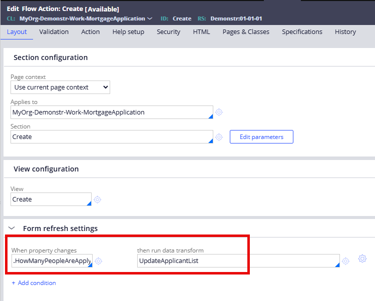 Add form refresh settings mortgage