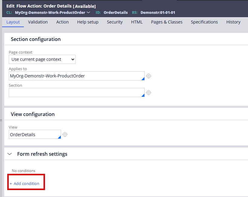 Add form refresh settings