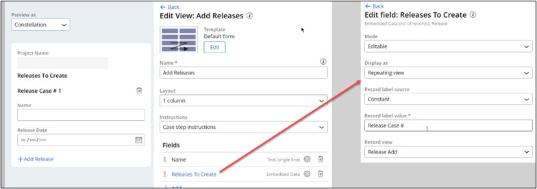 Add Releases view to create multiple Release subases using Repeating view pattern