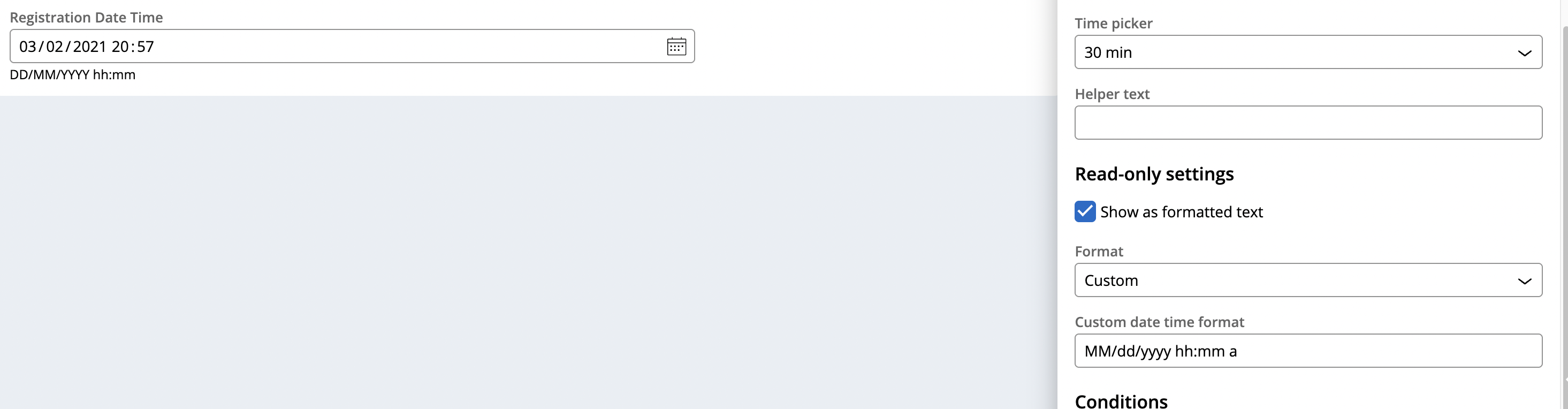 Custom Date Time Component