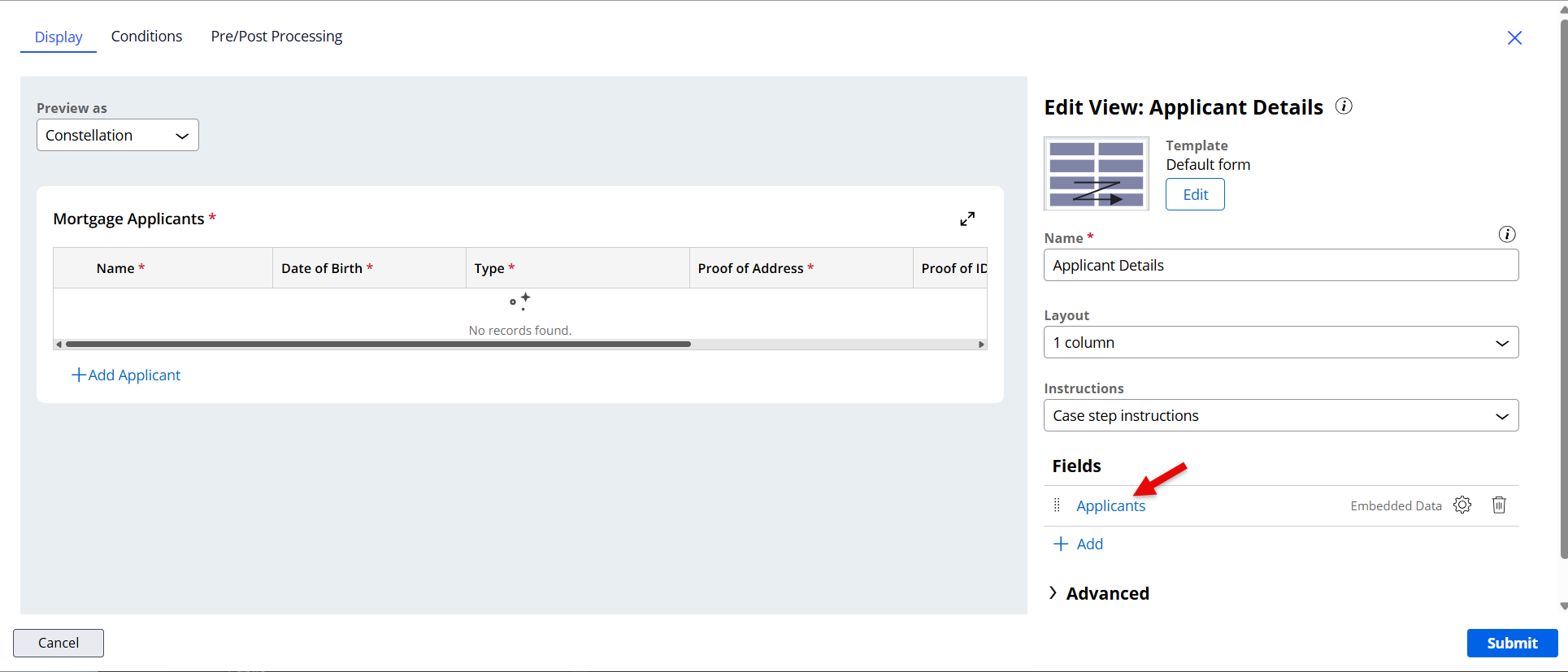 Applicants form view
