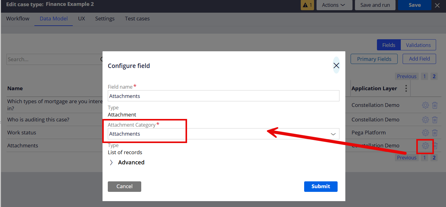 category of attachment field
