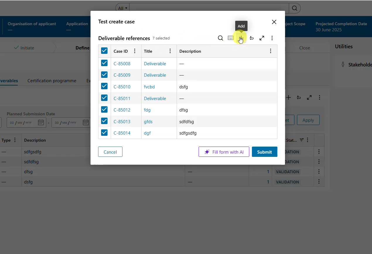 Case reference add new case runtime
