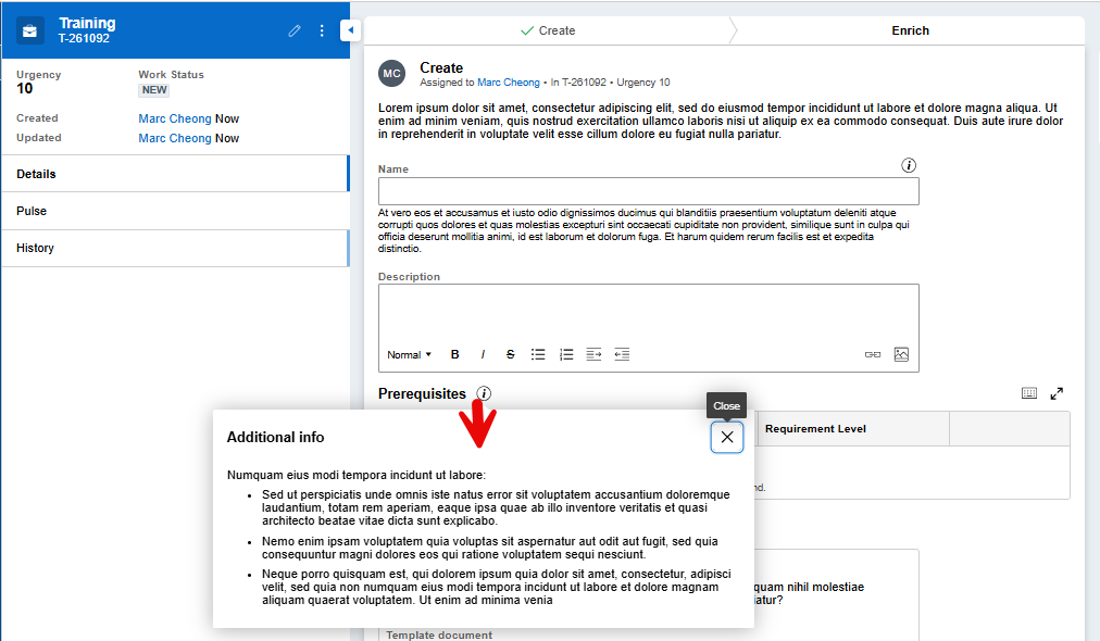 Additional Information Modal