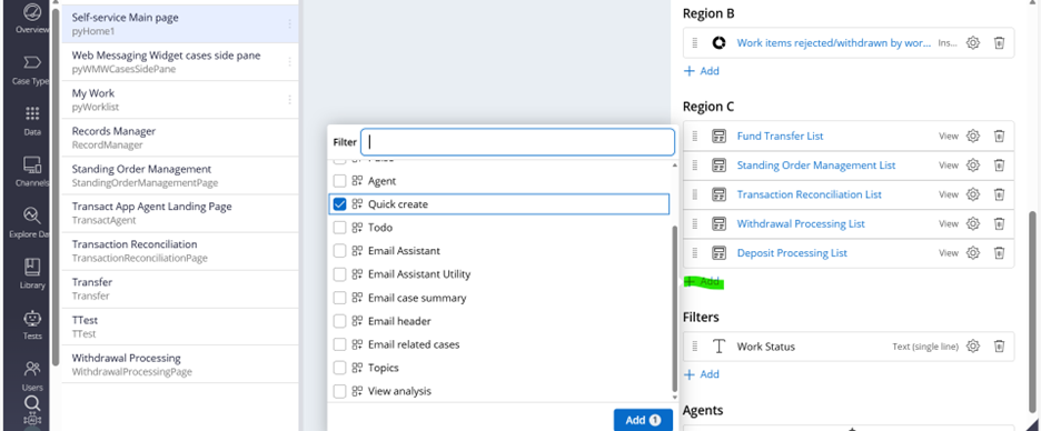 Quick create widget configuration