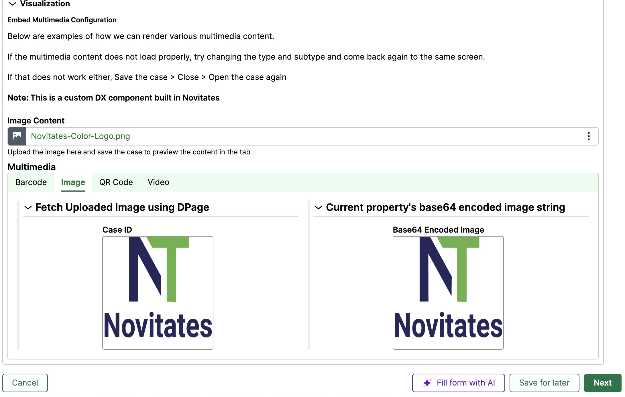 Image Display using component sourced from DPage or Base64 encoded property