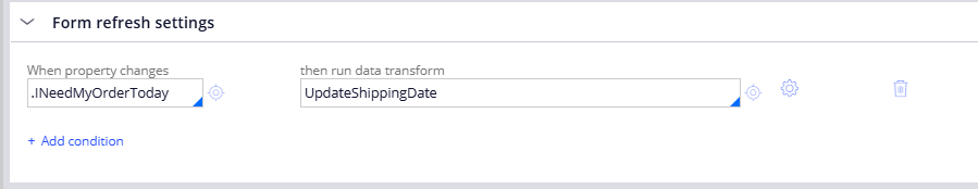Form refresh settings order update