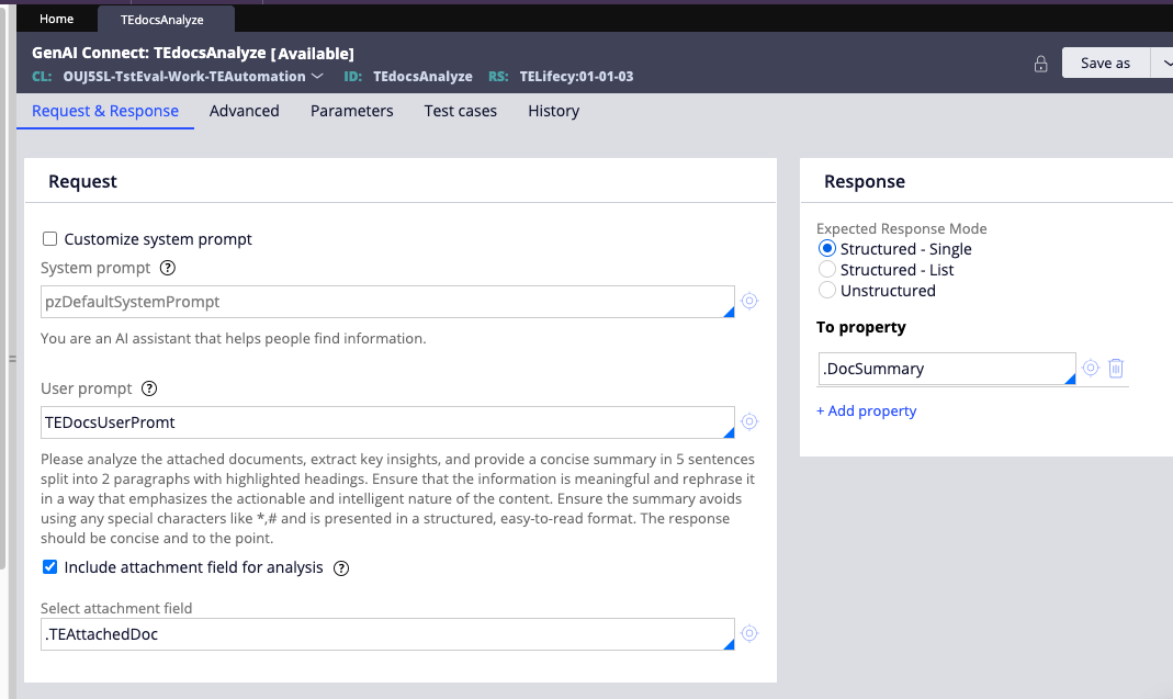 GenAI Connect Setup for Document Analysis