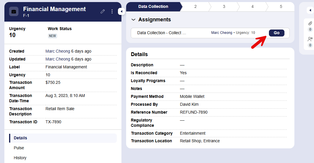 Open assignments view