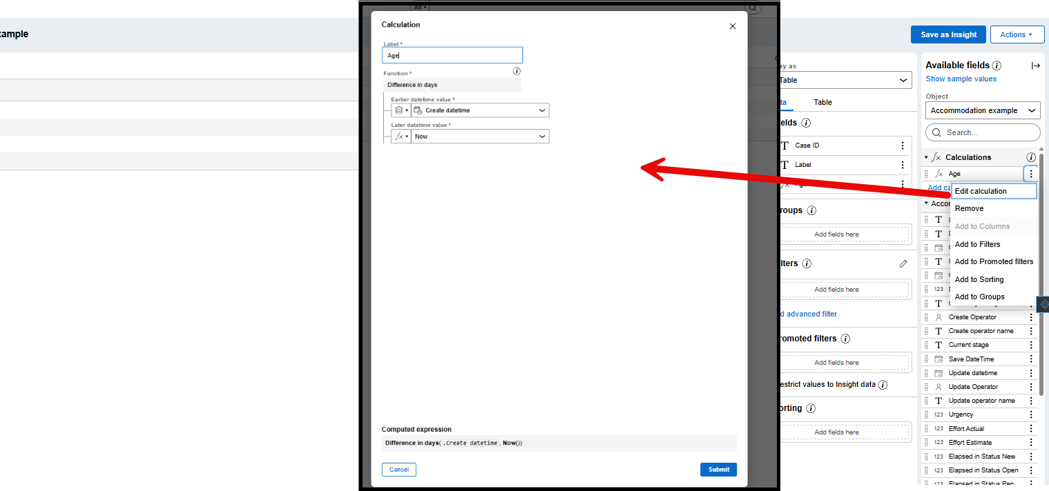 creating a calculation