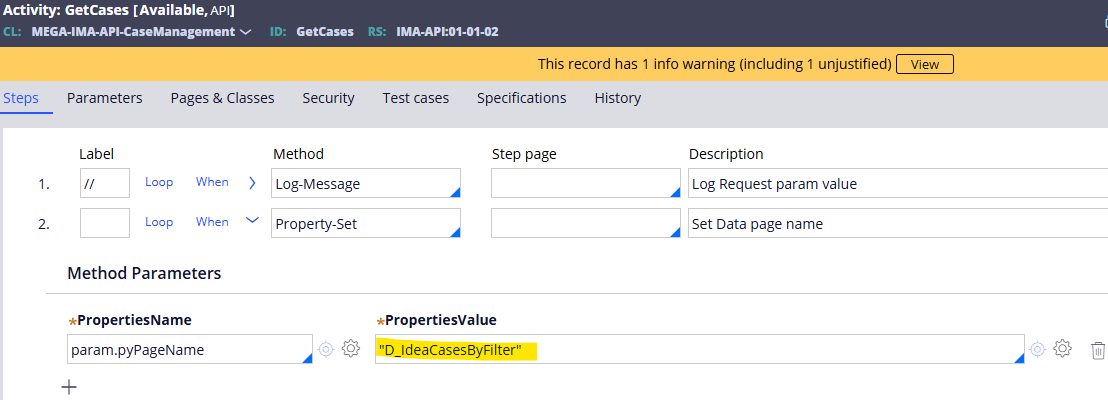 Service activity configuration