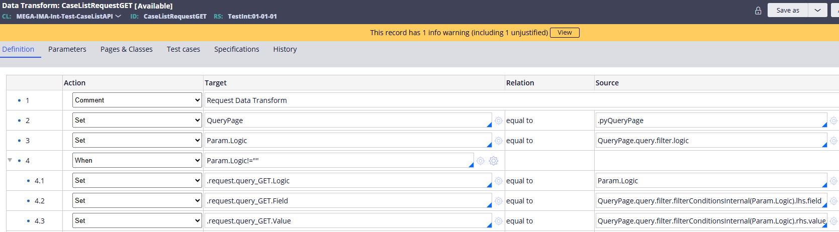 Request Data transform