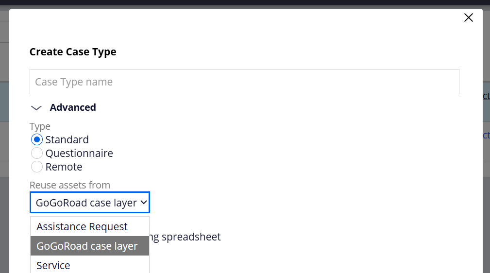 Create Case Type for child case shows Service, but it doesnt contain the steps as mentioned in the course