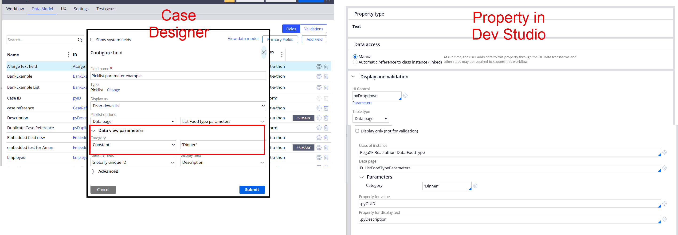 Picklist property example