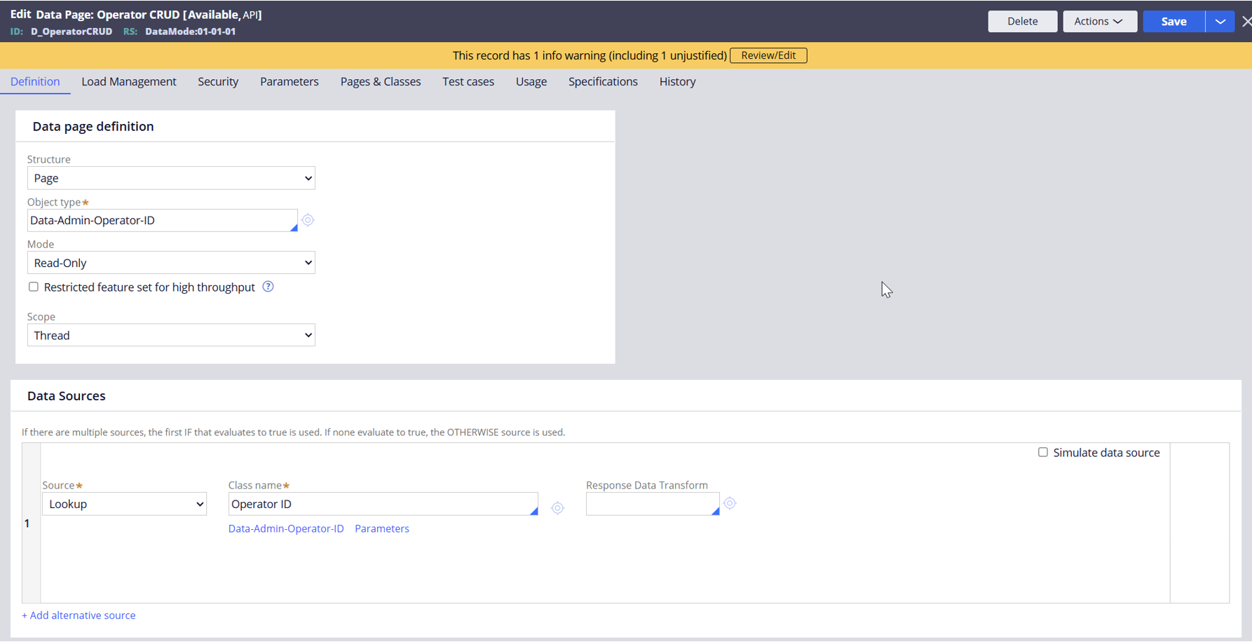 Lookup DP for Operator