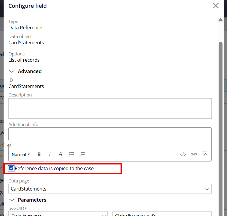 Data Reference field