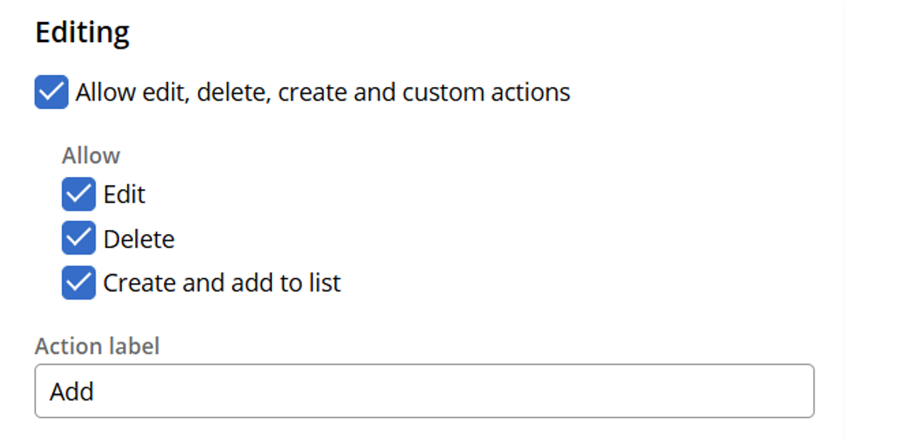Configure row actions