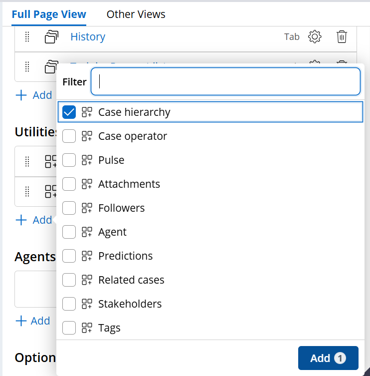 Figure 1: Utility widget list