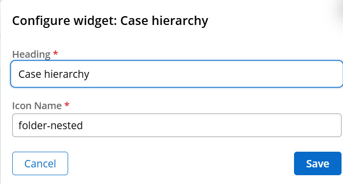 Figure 2: Case Hierarchy Widget Settings