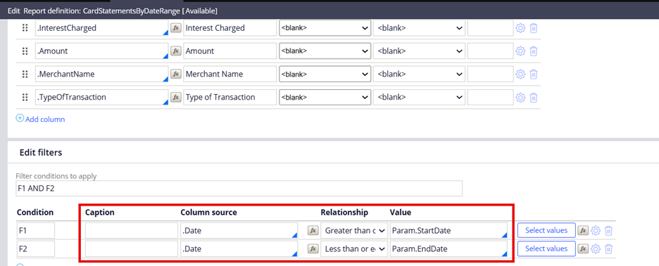 New Report Definition