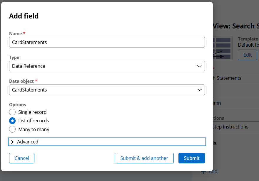 New data Reference Field