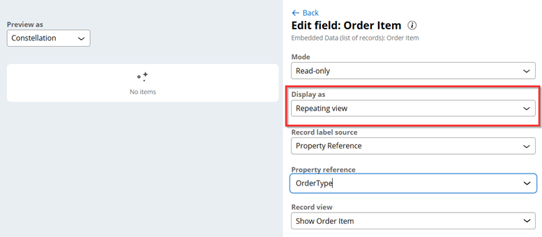 Review Order: Order Item view Read Only