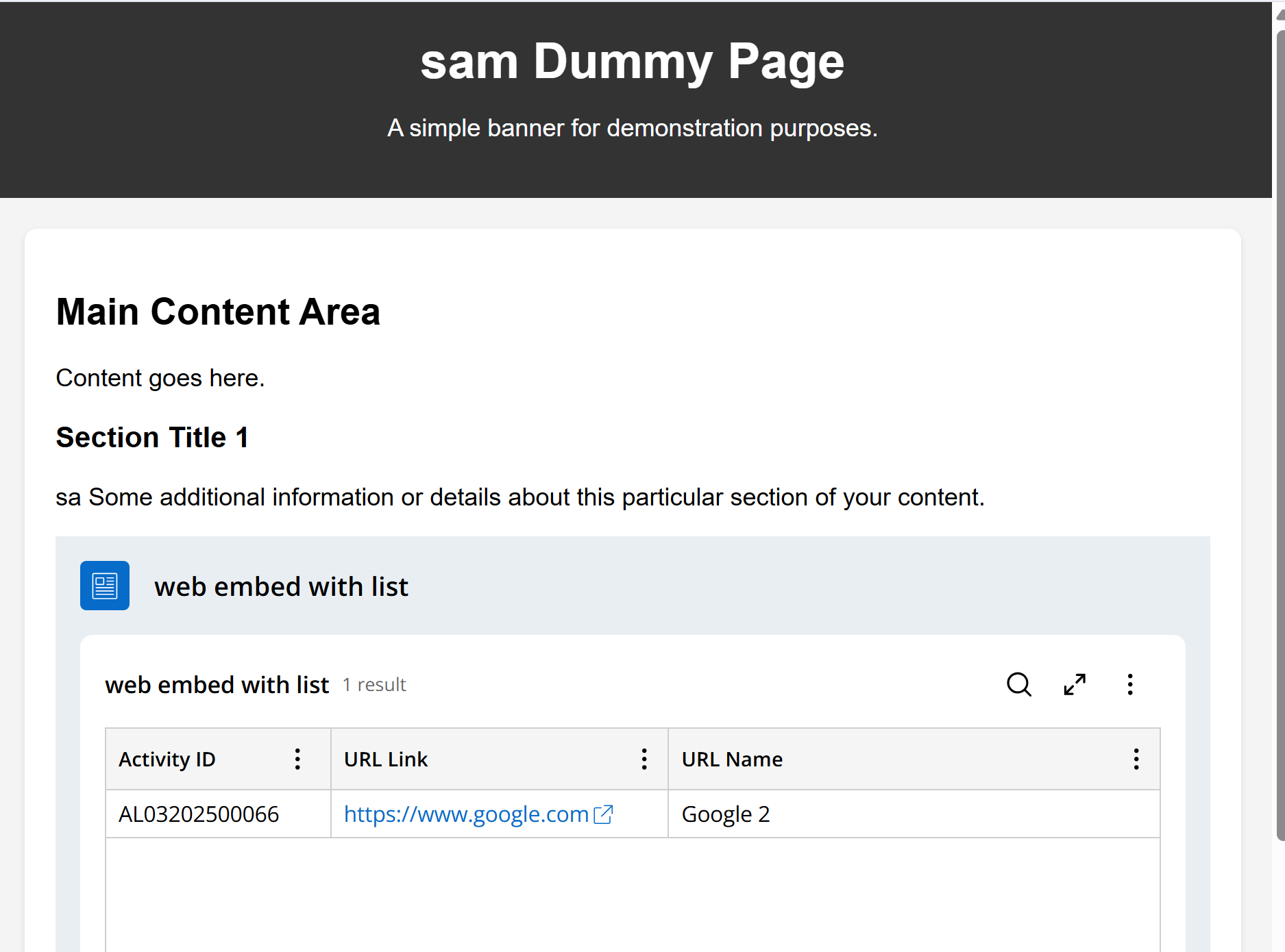screenshot of working app