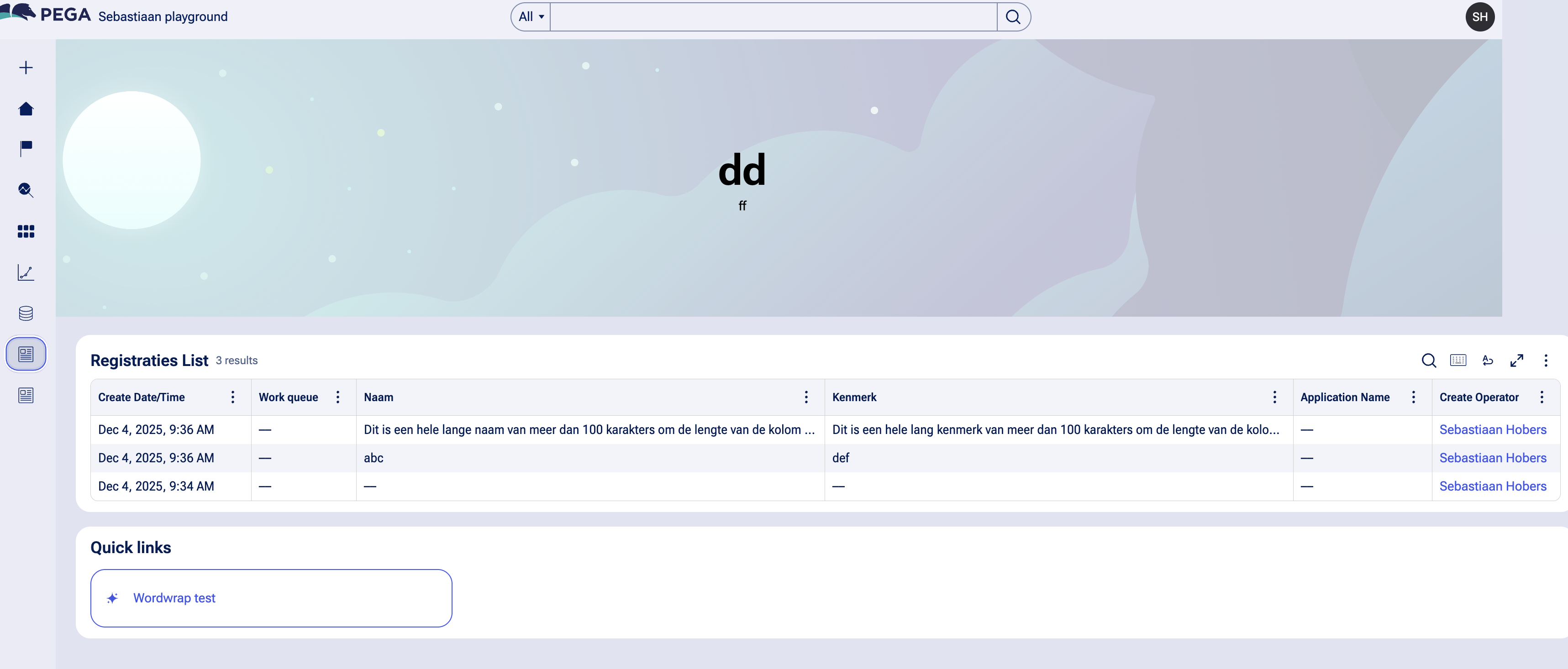 Table largen then banner