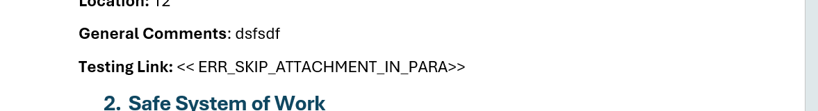 Output from word document