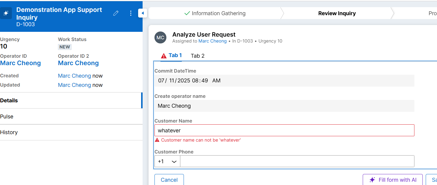Run time for validation rule inline