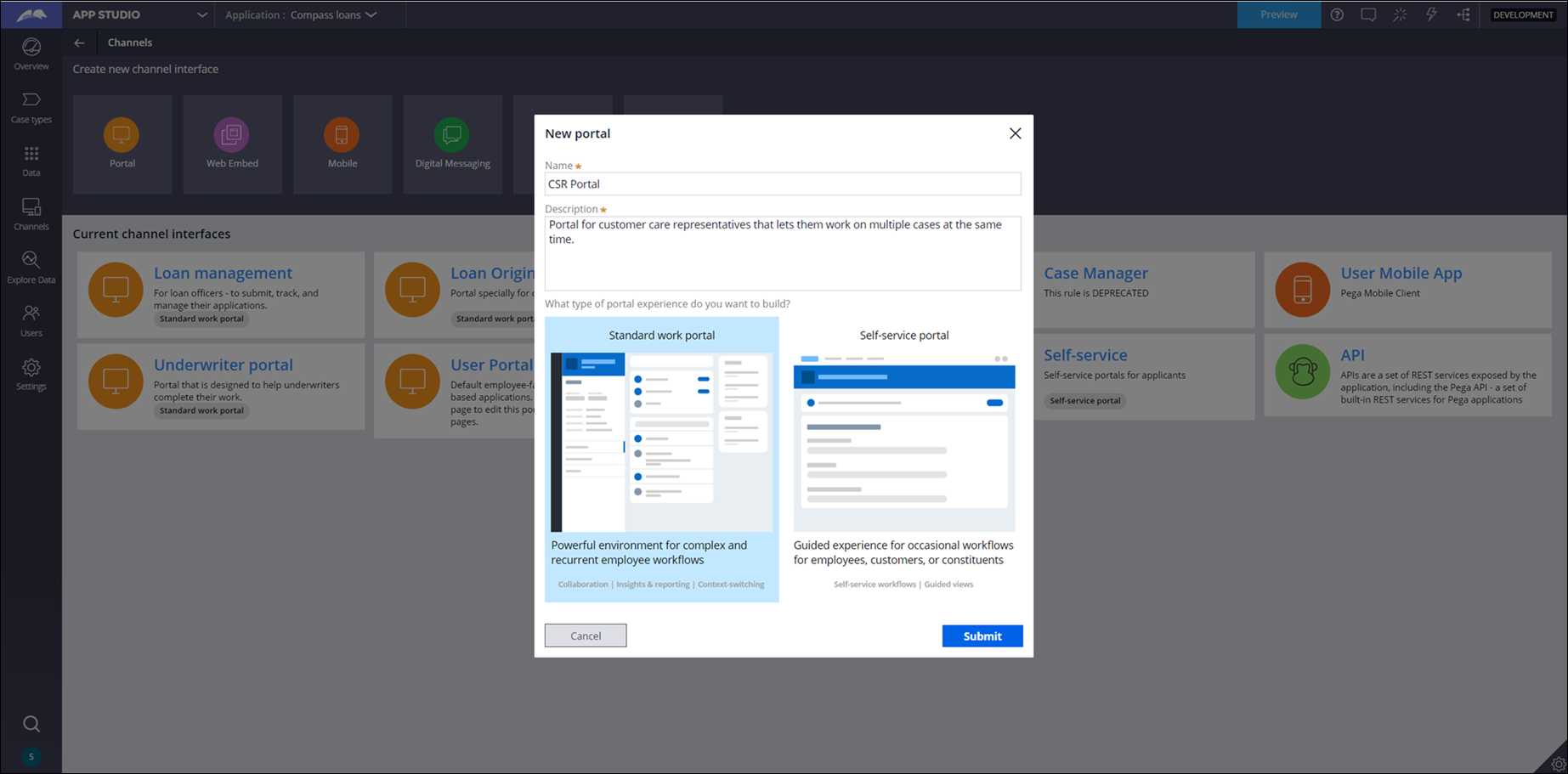 create portal menu