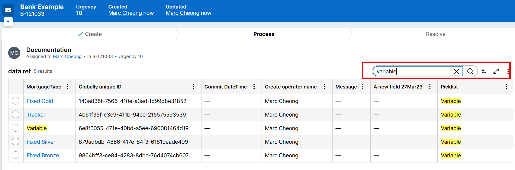 data reference table search