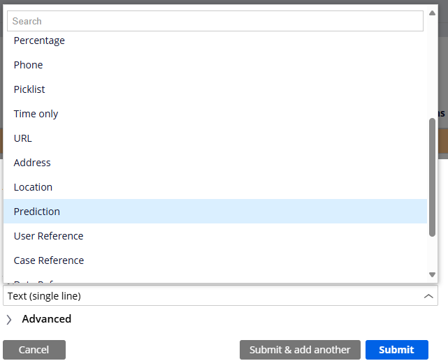 Drop down for Add field