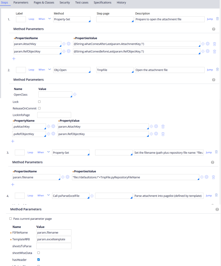 Parese attached excel sheet into pagelist
