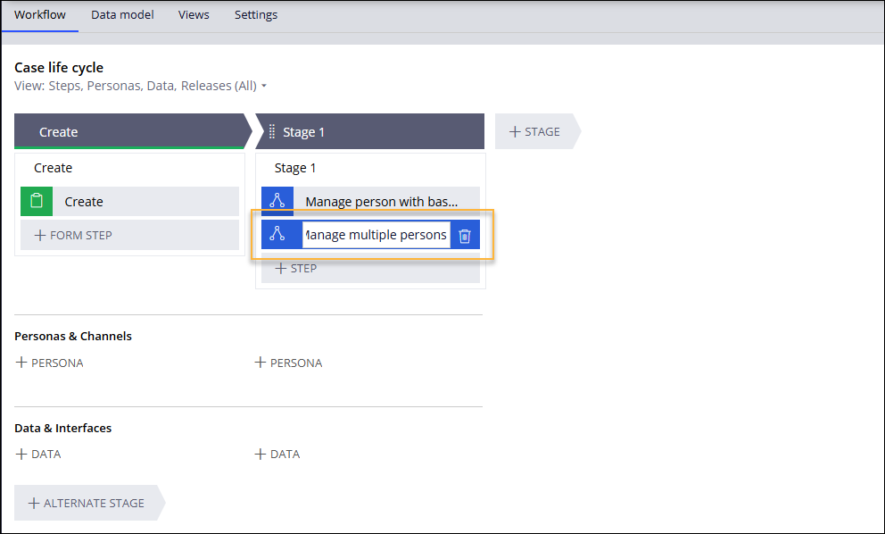 A part of the case life cycle section that shows how to add the multiple entity
                    intake component.