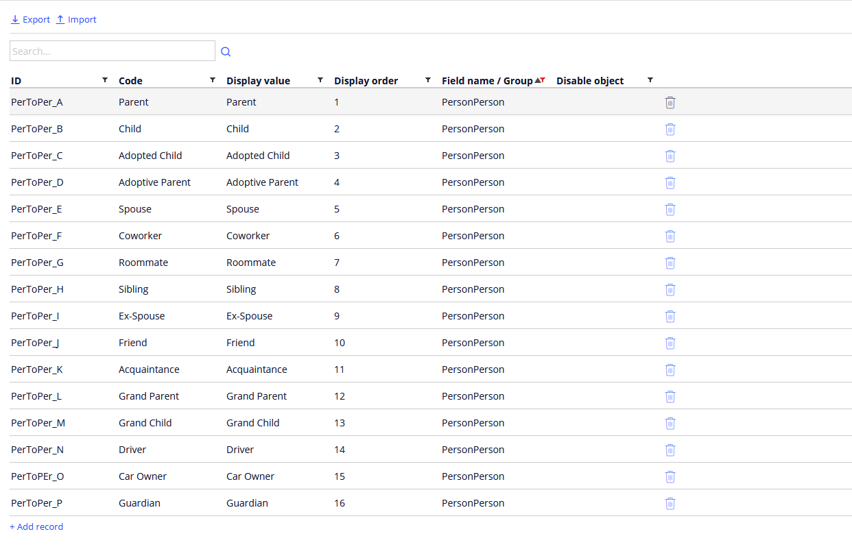 Part of the Option map data type that shows adding or customizing a
                            record.