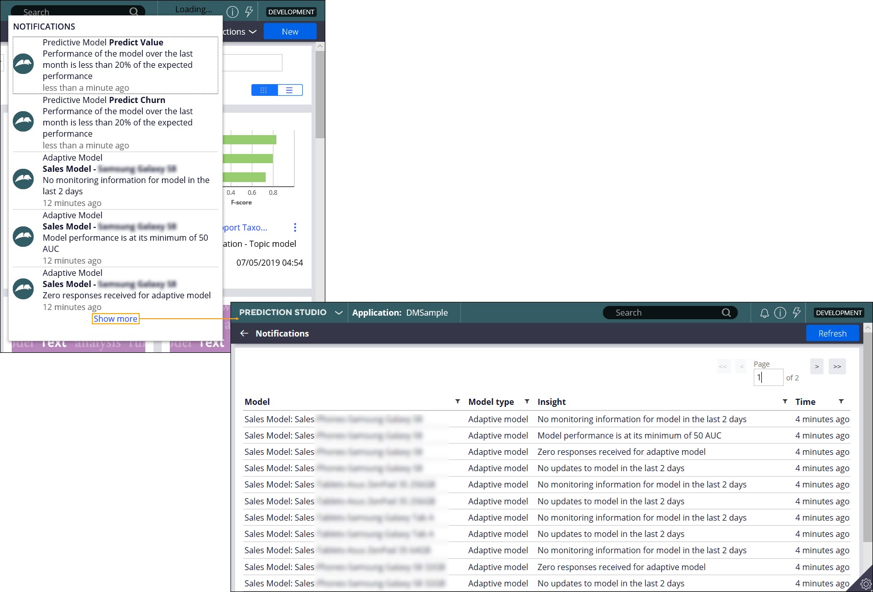 User interface controls for accessing notifications - Notifications icon