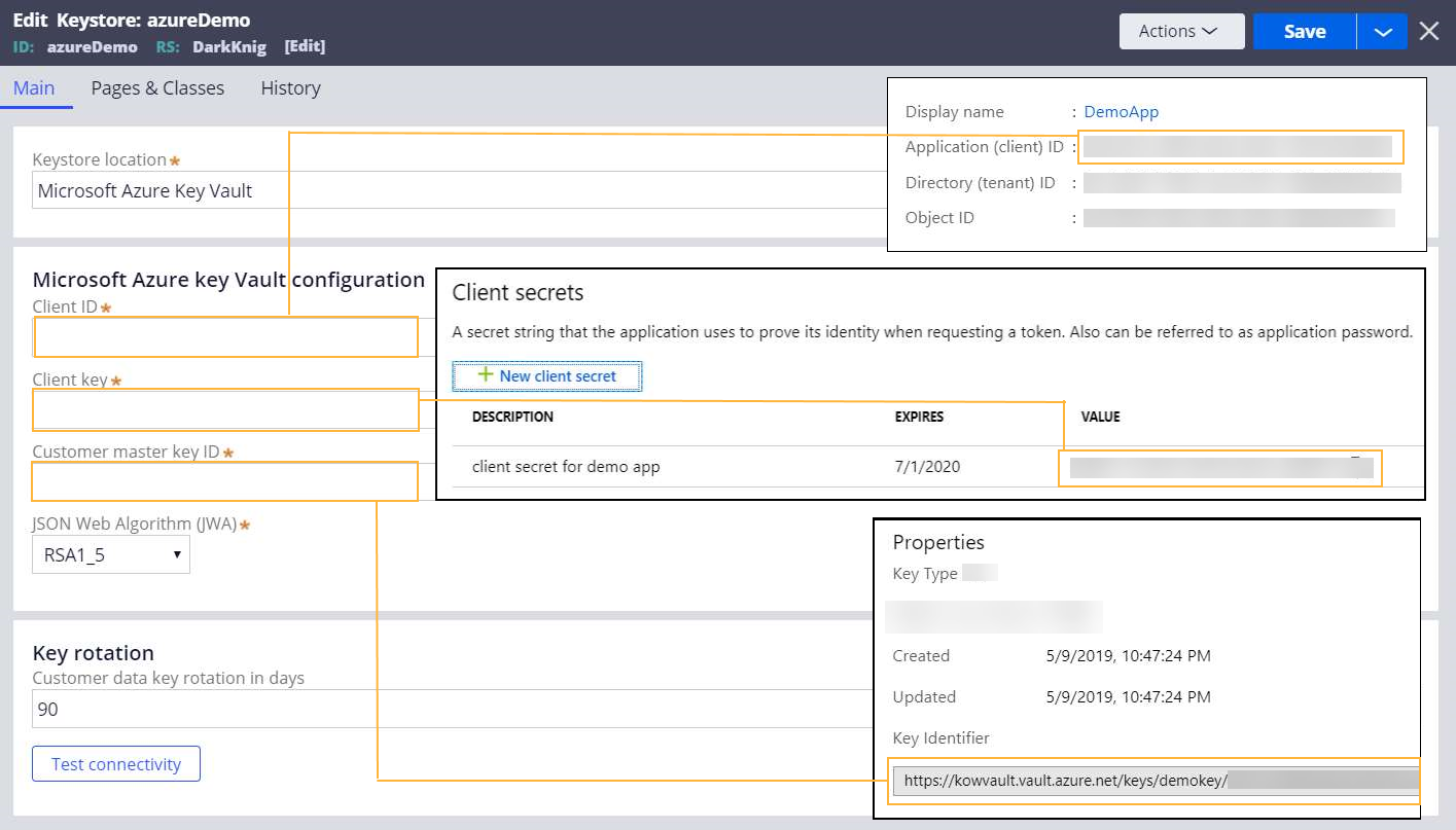 Configuring a Microsoft Azure Key Vault keystore Pega