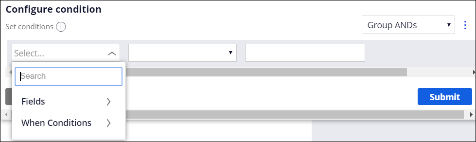 Condition builder with an Anypicker control