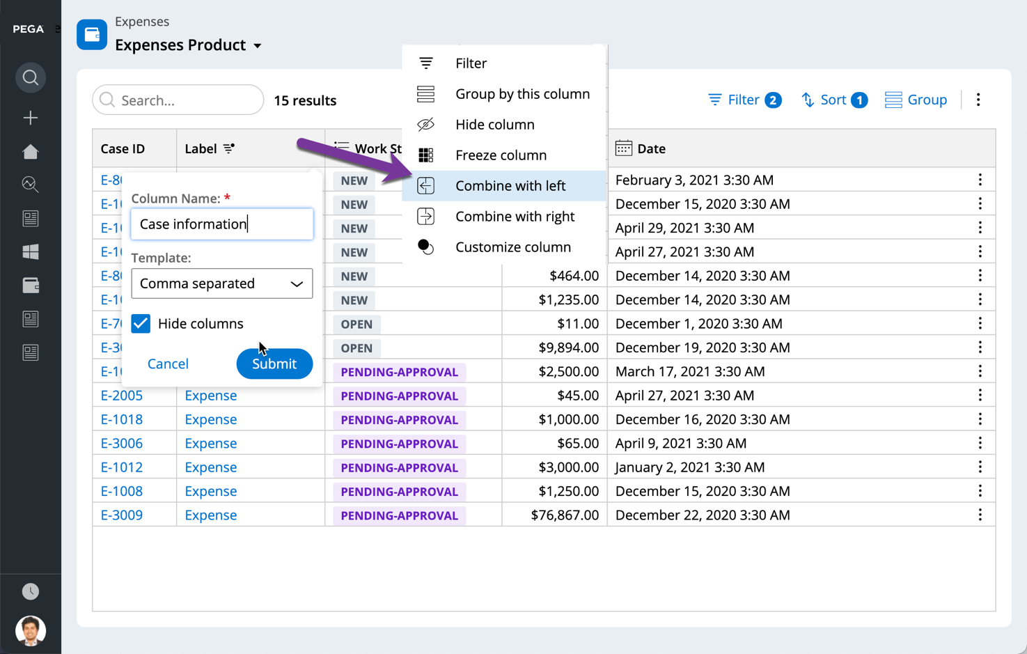 Image displays an example of tables and lists organized properly