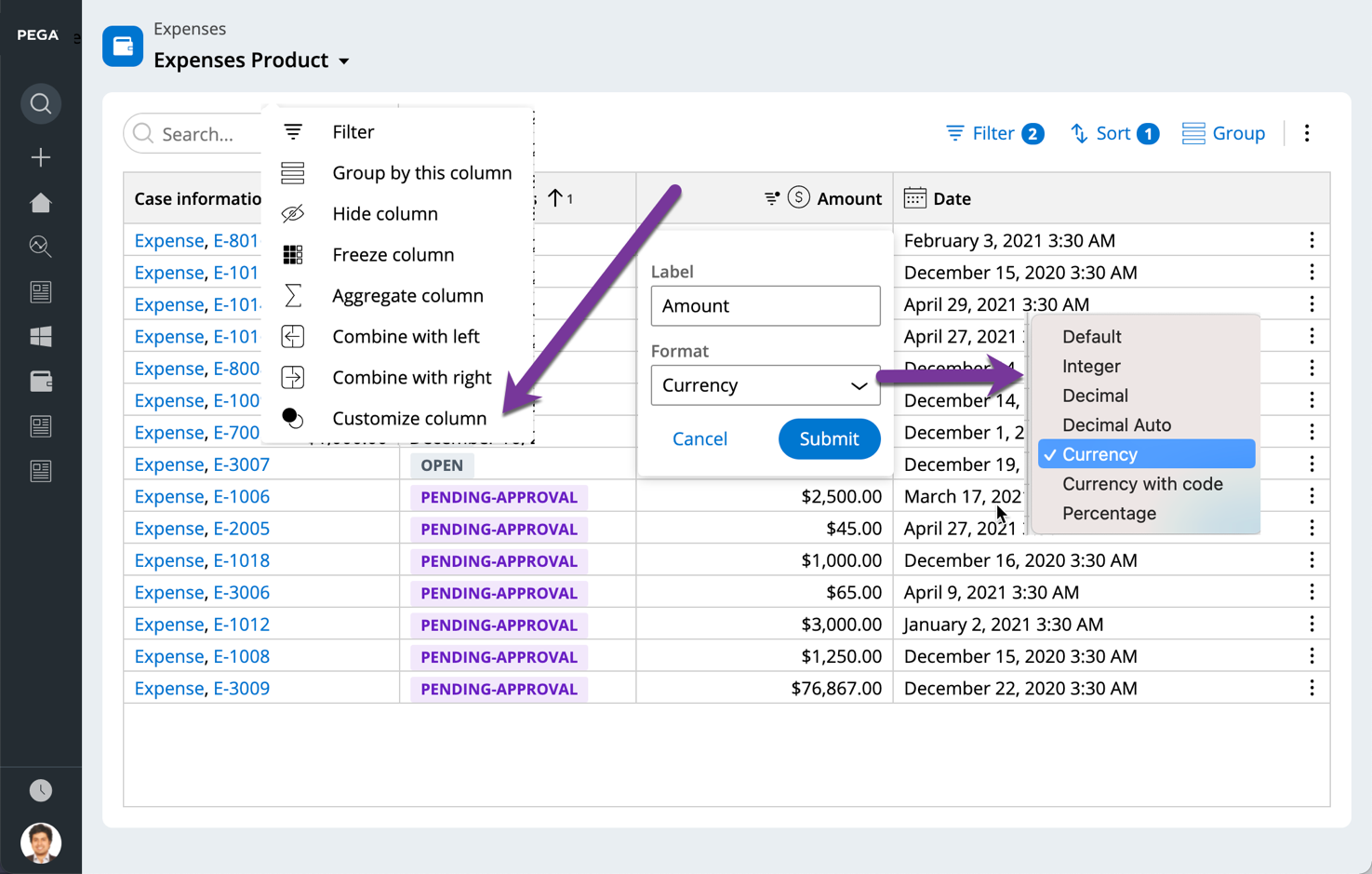 Image displays an example of tables and lists organized properly