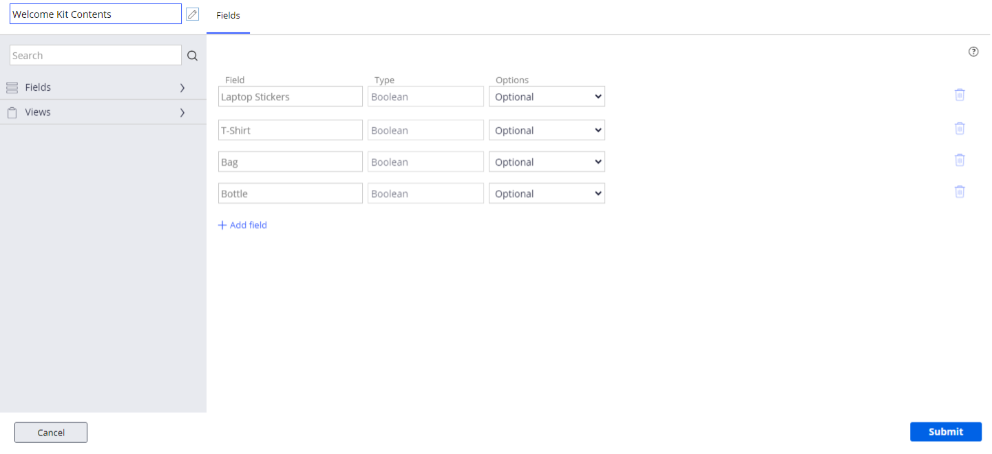 Configuration experience of Onboarding template for Pega App Factory