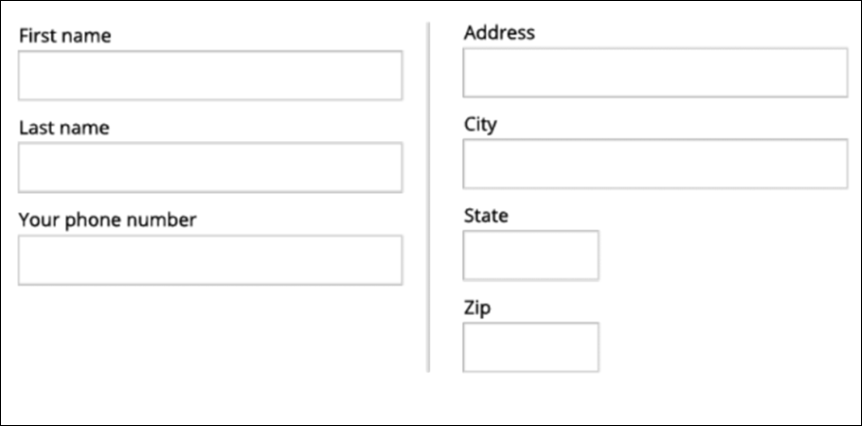 when creating exceptional forms, this is a design with two columns of labels stacked